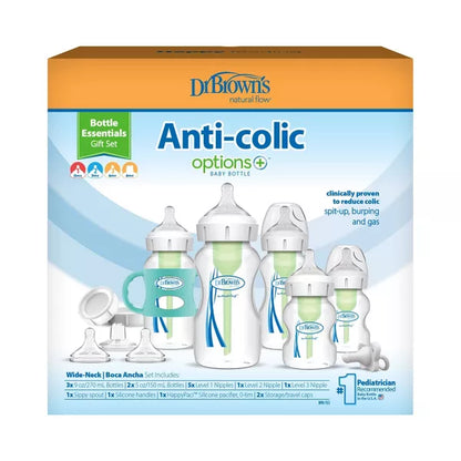 Dr. Brown's Anti-Colic Options+ Wide-Neck Baby Bottle Essentials & Sippy Spout Gift Set - 0-6m